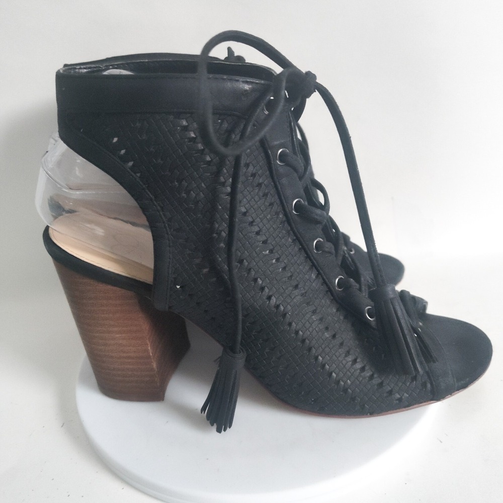Jessica Simpson Sandals 9 /39 Lace Up Block Heel Black Vegan Tinnay Open Toe